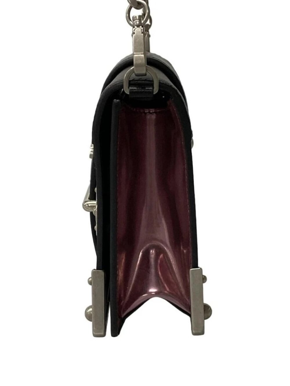 PRADA CAHiER Purple Black Silver Patent Leather Leather Shoulder Bag - Picture 4 of 15
